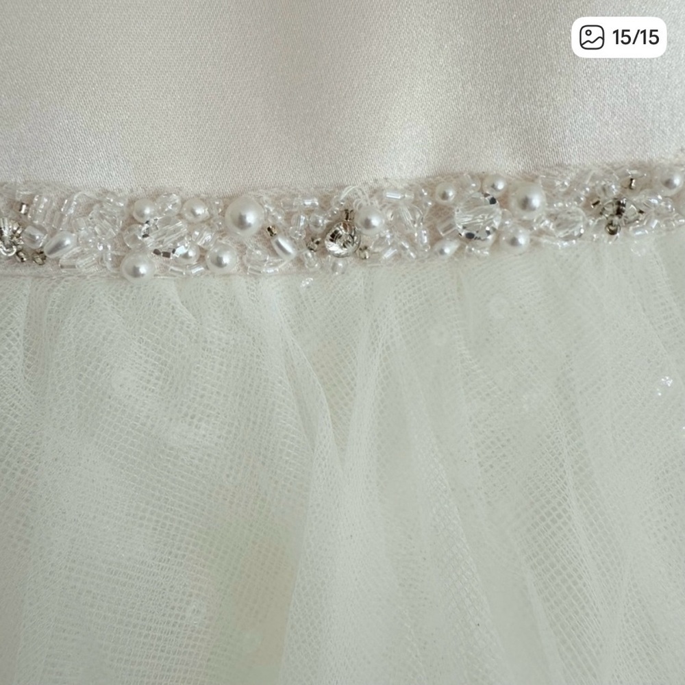 Stunning Joan Calabrese for Mon Cherri Flower Girl Dress in Ivory/Petal size 7 - Picture 11 of 15
